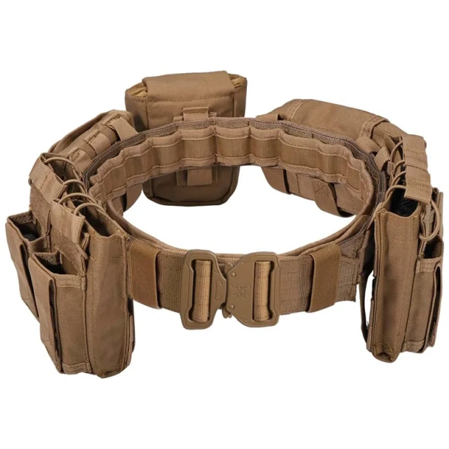 Durable Outdoor Tactical Belt with Accessories Fashionable Duty Belts High Density Material Wear-resistant Tactic Waist Belt  Wear-resistant Outdoor Lightweight Canvas Web Belts Solid Color Casual Double Hole Grommet Tactical Belt