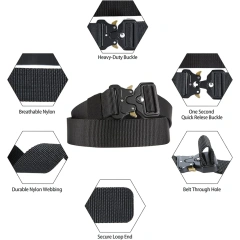 Breathable Men's Multifunctional Tactical Belt Heavy Duty Webbing Belts Adjustable Style Nylon Belts  Men Casual Golf Web Belt Jeans with Automatic Adjustable Buckle Tactical Nylon Men Waist Belt