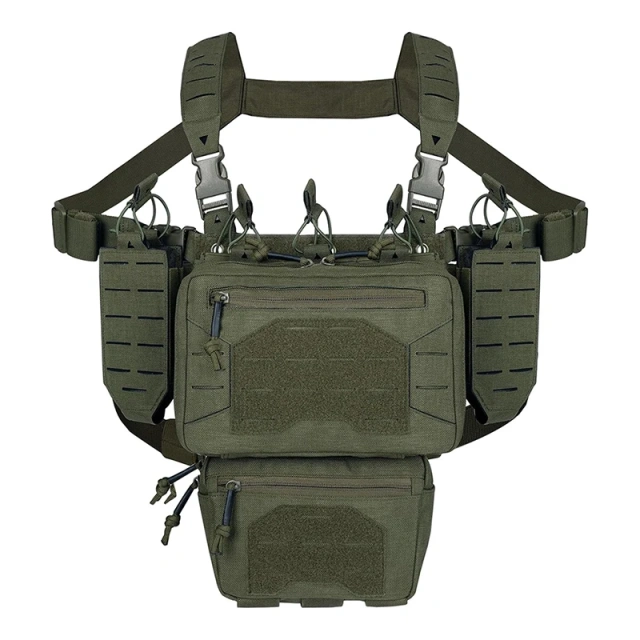 Adjustable Detachable Tactical Modular Vest with Mag Pouch Tactical Chest Rig Tactical Molle Micro Chest Rigs High Quality Tactical Chest Rig with Magazine Pouches Tactical Rig for Chest Outdoor Tactical Chest Rig