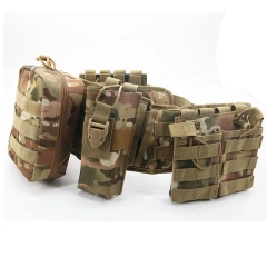 Multi-functional Adjustable Outdoor Waist Wrap Camouflage Tactical Belt Set Multi-functional Belt High Duty Accessory Bag  Waterproof Tactical Belts multifunctional Nylon Web Work Belt with Heavy Duty Quick Release Buckle