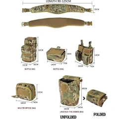 Outdoor Adjustable Camouflage Modular Equipment Tactical Belt Outdoor Comfort Training Molle Duty Belts With Tool Pouches  Lightweight Detachable Outdoor Multifunctional Tactical Belt Men Punk Hip Hop  Nylon Waist Belt Bag Functional Security
