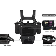Tactical Chest Rig with Mag Pouch Tactical Molle Micro Chest Rigs Adjustable Detachable Tactical Modular Vest Chest Rig Customized Tactical Chest Pack Tactical Molle Chest Rig with Multi-Pockets Mag Pouch Training Tactical Vest