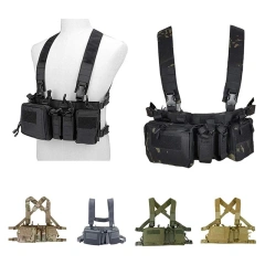 Tactical Camouflage Chest Rig Outdoor Hunting Tactical Chest Rig With Mag Pouch Tactical Molle Chest Rig Vest Tactical Chest Rig Lightweight Tactical Carry Chest Rig Vest With Elastic Magazine Pouch Tactical Gear Chest Rig
