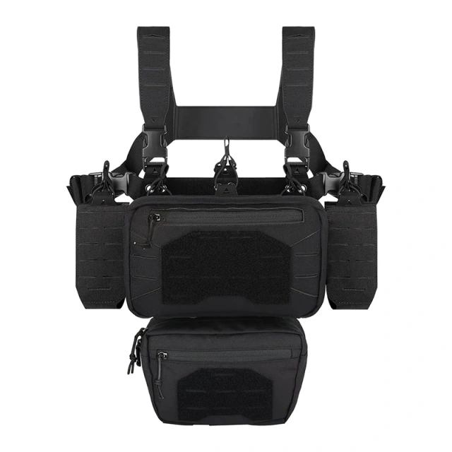 Tactical Chest Rig with Mag Pouch Tactical Molle Micro Chest Rigs Adjustable Detachable Tactical Modular Vest Chest Rig Customized Tactical Chest Pack Tactical Molle Chest Rig with Multi-Pockets Mag Pouch Training Tactical Vest
