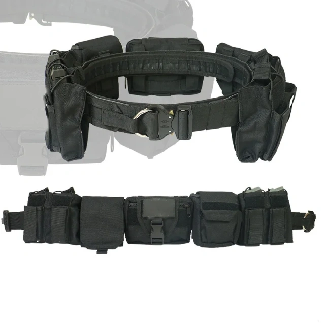 Outdoor Nylon Detachable Adjustable Waist Belt Set with Multifunctional Combination Patrol Waist Belt  Adjustable Hiking Tactical Belt Duty high density Material Mountaineering Utility Belt tensile strength tactic Waist Belts