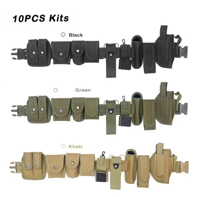 Outdoor Premium Multifunctional Tactical Training Belt Hunting Set Belts Inner Practical Training Waist Belt With  Tool Bag  Premium sport enthusiasts Duty Belt Kit Multifunctional Belt Rig Kit Tactical Training Detachable Duty Belt Kit includes Pouc