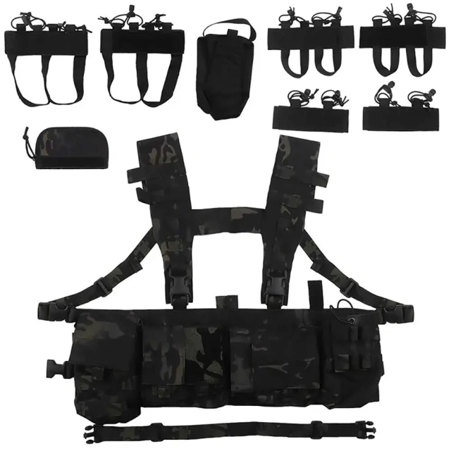 Best Selling Hunting Rig Harness for Tactical Heavy Duty Tactical Chest Hanger Rig Outdoor Tactical Chest Pack Rig military Outdoor Tactical Vest Chest Rig Tactical Chest Rig Adjustable Detachable Tactical Molle Chest Rigs