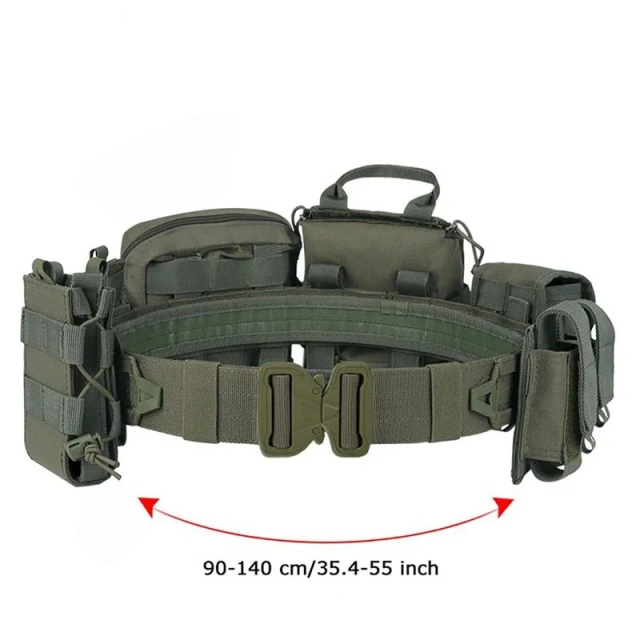 High Duty Tactical Outdoor Security Duty Training Belt Premium Outdoor Eight Piece Set Detachable and Adjustable Training Belts  Adjustable Sports Training Quick Release Tactical Belt Work multifunctional Wear-resistant Stretch Web Nylon Belt