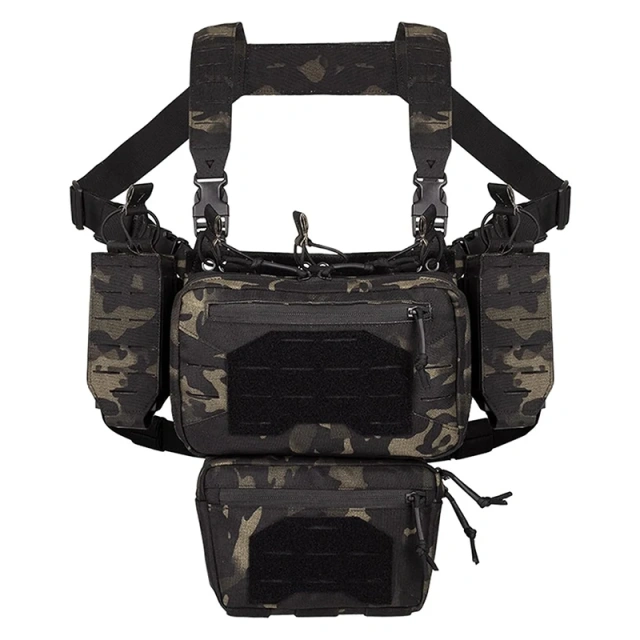 Outdoor Tactical Chest Mini Rig Multifunctional Adjustable Tactical Vest with Mag Pouches Camo Tactical Vest Rig Tactical Chest Pack Tactical Molle Chest Rig with Multi-Pockets Mag Pouch Good Quality Tactical Rig Vest