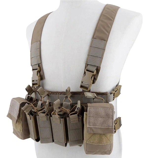 Hunting Equipment Camouflage Carrier Chest Rig Tactic Carrier Chest Rig with Magazine Pouch Tactical Chest Harness Vest military Outdoor Sports Gear Tactical Molle Vest Pouch Bag Carrier Heavy Duty Camouflage Tactical Chest Rig