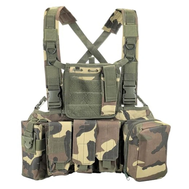 Tactical Equipment Gear Vest Outdoor Adjustable Chest Rig with Pouches Heavy Duty Tactical Rig Hunting Vest Customized Outdoor Tactical Vest Rig Pack Camouflage Tactical Chest Backpack Heavy Duty Tactical Rig for Chest