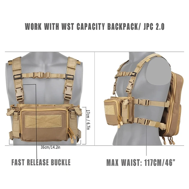 Wholesale Tactical Equipment Chest Rig for Hunting Camouflage Tactical Vest Heavy Duty Tactical Vest Chest Rig Tactical Micro Modular Vest for Hunting Camouflage Tactical Chest Rig Vest Outdoor Tactical Chest Rig Vest