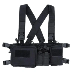 Customized High Quality Tactical Chest Vest Rig Tactical Vest with Multi-pockets Outdoor Training Hunting Vest Tactical Chest Rig Vest Adjustable X Harness Hunting Vest with Mag Pouches for Training Tactical Chest Bag Rig