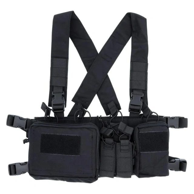 Customized High Quality Tactical Chest Vest Rig Tactical Vest with Multi-pockets Outdoor Training Hunting Vest Tactical Chest Rig Vest Adjustable X Harness Hunting Vest with Mag Pouches for Training Tactical Chest Bag Rig