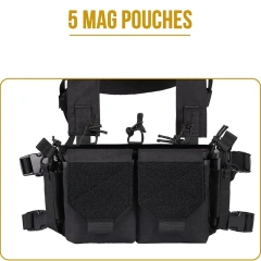 Custom Camouflage Equipment Tactical Vest Chest Rig Adjustable Detachable Training Molle Chest Rigs Tactical Chest Mini Rig Multifunctional Adjustable Tactical Vest with Mag Pouches Outdoor Tactical Chest Vest