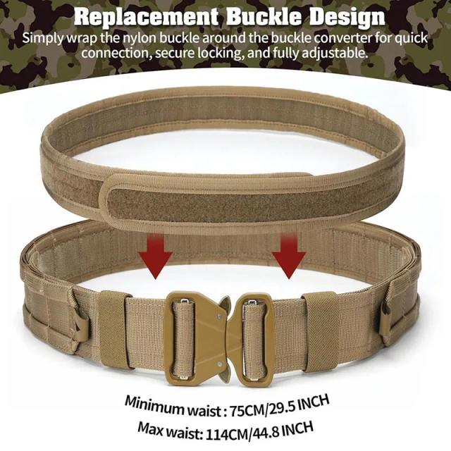 High Density Material Adjustable Outdoor Multifunctional Pockets Quick Release Tactical Heavy Duty Sport Enthusiasts Belt  Detachable Utility Belt Adjustable Comfortable Heavy Duty Tactical Belt for Daily Commuting Hunting Simulated Training