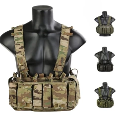 Customized Tactical Chest Rig Multi-pockets Camo Harness Tactical Chest Rig Vest Tactical Chest Pack Rig High Quality Tactical Gear Molle Vest Tactical Chest Rig Pouch Bag Tactical Camouflage Carrier Chest Rig for Outdoor
