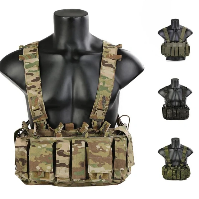 Customized Tactical Chest Rig Multi-pockets Camo Harness Tactical Chest Rig Vest Tactical Chest Pack Rig High Quality Tactical Gear Molle Vest Tactical Chest Rig Pouch Bag Tactical Camouflage Carrier Chest Rig for Outdoor