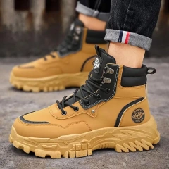 Men's Tactical high top casual boots outdoor workwear boots breathable Oxford multifunctional non slip thick sole boot Hiking Oxford Men Sneakers Deals Casual Shoes Sports and Tactical Wear-resistant Non-slip Wear-resistant Ankle Fabric boot
