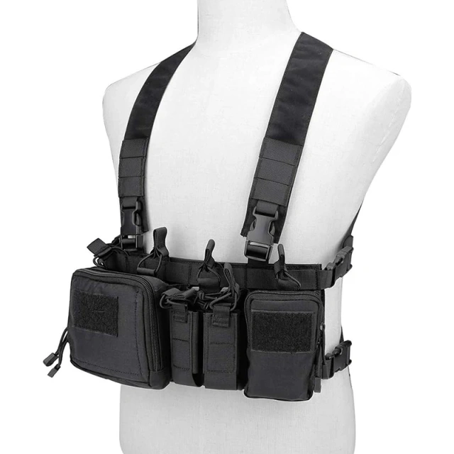 Customized High Quality Tactical Chest Vest Rig Tactical Vest with Multi-pockets Outdoor Training Hunting Vest Tactical Chest Rig Vest Adjustable X Harness Hunting Vest with Mag Pouches for Training Tactical Chest Bag Rig