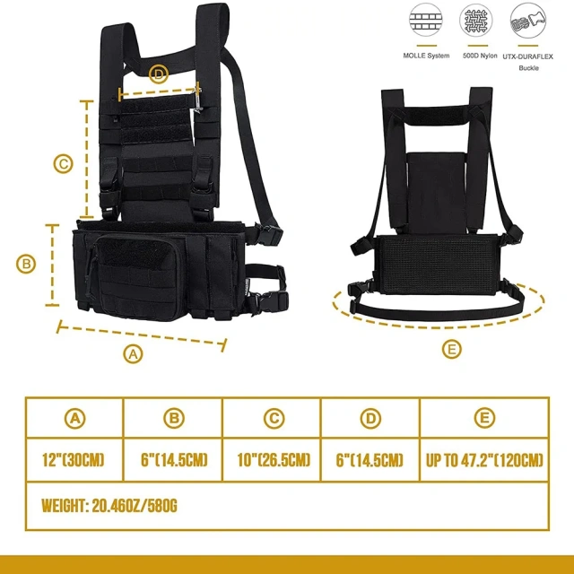 Customized High Quality Training Chest Rig for Outdoors Lightweight Tactical Hunting Vest Breathable Training Vest for Men Training Chest Rig stab-proof Vest Backpack for outdoors Breathable Paintball  fashion security Training vest