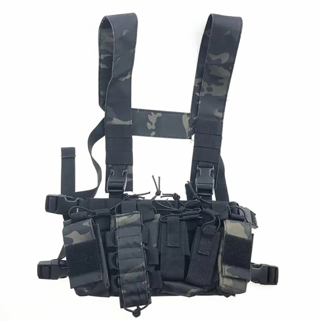 Customized Outdoor Hunting Training Vest Chest Rig Heavy Duty Tactical Rig Vest with Mag Pouch Tactical Chest Vest Rig Top Selling Tactical Accessories Camouflage Chest Rig Multipurpose Tactical Chest Rig Outdoor Soft Tactical Chest Rigs