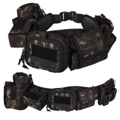 Camouflage Sport Enthusiasts Multi-function Tactical Training Girdle Tactical Waist Bag Hunting Pouch Tactic Waist Belt  Hot selling Braided multifunctional Wear-resistant Canvas Training durable Woven Elastic Stretch Tactical Belt