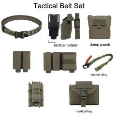 Wholesale High Density Material Belt Set with Tactical Holster Dump Pouch Medical Pouch Adjustable Hunting Tactical Belt  Wholesale Durable Multifunctional Ratchet Men Nylon Web sports Belt Men Casual Jeans Pants Adjustable Belt