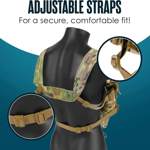 Tactical Accessories Chest Rig High Quality Tactical Molle Vest Pack Chest Harness Tactical Rig Vest for Hunting Custom Tactical Chest Rig Vests with Mag Pouches for Training Tactical Chest Vest Rig Adjustable Tactical Chest Rig