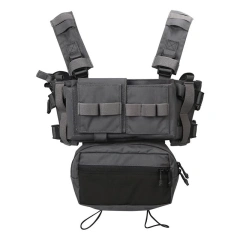 Tactical Molle Chest Rig with Mag Pouches Modular Micro Tactical Chest Rig Nylon Tactical Vest for Hunting Training Customized Tactical Chest Rig Equipment Gear Camo Tactical Vest Rig Heavy Duty Tactical Chest Harness MOLLE Rig