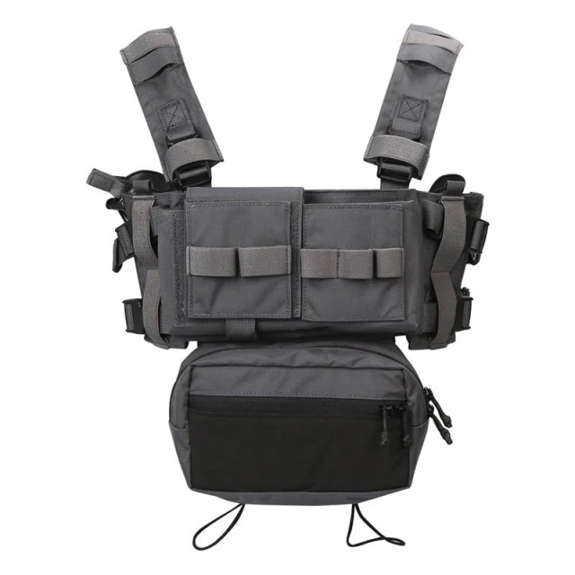 Tactical Molle Chest Rig with Mag Pouches Modular Micro Tactical Chest Rig Nylon Tactical Vest for Hunting Training Customized Tactical Chest Rig Equipment Gear Camo Tactical Vest Rig Heavy Duty Tactical Chest Harness MOLLE Rig