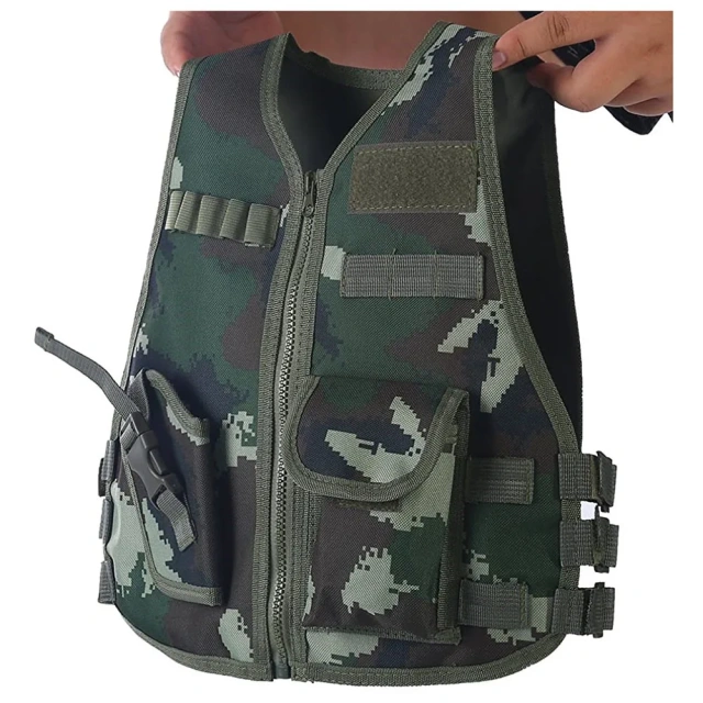 Outdoor Kids Children Tactical Waistcoat With Multi Pocket Children Assault Training Vest Camouflage Vest for Kidshigh-quality Adjustable Training Vest outdoors Breathable Paintball outdoors security Training vest