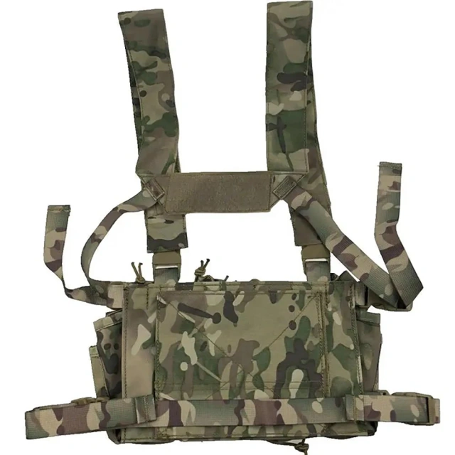 Customized Tactical Chest Rig for Hunting Adjustable Tactical Chest Rig Bag Heavy Duty Tactical Harness Vest Rig Bag Outdoor Sports Accessories Tactical Recon Chest Rig Camouflage Tactical Safety Chest Rig Tactics Molle Chest Rig Pouch