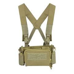 Hot Sale Tactical Micro Chest Rig with Mag Pouch Outdoor Tactical Vest Good Quality Magazine Pouch Tactical Vest Tactical Gear Chest Rig Tactical Molle Micro Chest Rigs Adjustable Detachable Tactical Modular Vest with Mag Pouch