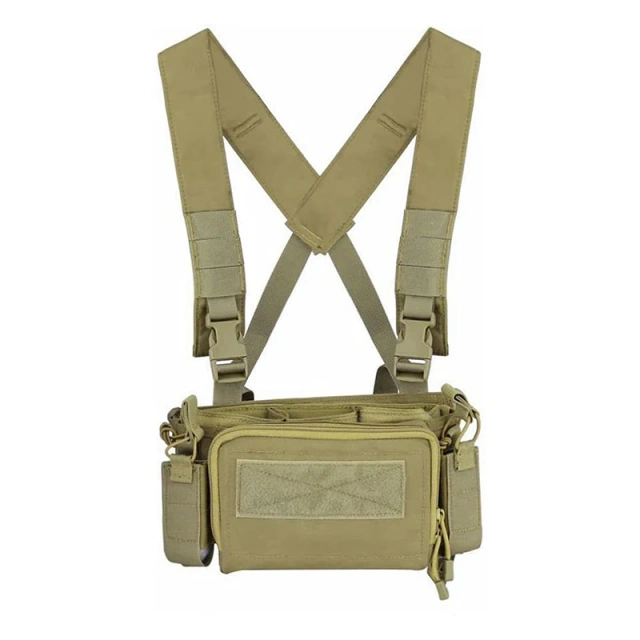 Hot Sale Tactical Micro Chest Rig with Mag Pouch Outdoor Tactical Vest Good Quality Magazine Pouch Tactical Vest Tactical Gear Chest Rig Tactical Molle Micro Chest Rigs Adjustable Detachable Tactical Modular Vest with Mag Pouch
