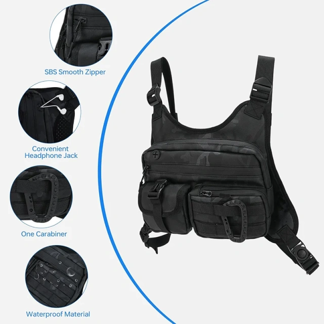 Outdoor Sports Chest Bag for Men Sports Utility Tactical Chest Pack Large Capacity Lightweight Tactical Vest Customized Multi-functional Tactical Pouch Bags Chest Rig Training Tactical Chest Rig Heavy Duty Chest Rig for Tactical