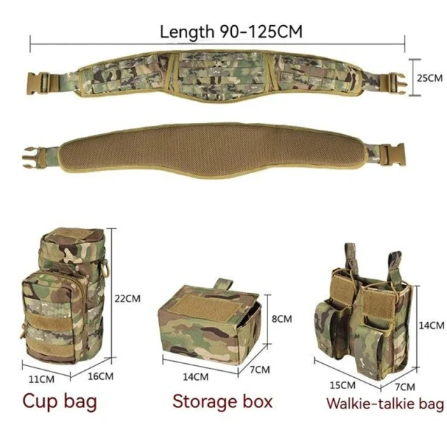 Multi-functional Camouflage Tactical Waist Pack Outdoor Hunting Belt Multi-functional Pocket Carrying Gear Tactic Waist Belt  Wear-resistant Breathable Reversible Ratchet Belts Men Tactical Men Nylon Web Outside Tail Golf Belt