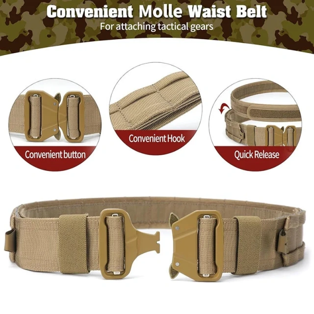 Modular Sport Enthusiasts High Density Material Quick Release Tactical Heavy Duty Belt High Density Material Tactical Belt  Lightweight Men's Magnetic Buckle Quick Release Belts Tactical Nylon Waist Adjustable Training Belt
