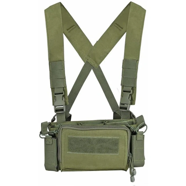 Tactical Gear Chest Rig Bags Heavy Duty Tactical Micro Chest Rig with Mag Pouch Lightweight Camo Tactical Vest Customized Training Chest Rig with Mag Pouch High Quality Tactical Chest Rig Molle Pouches Tactical Training Vest