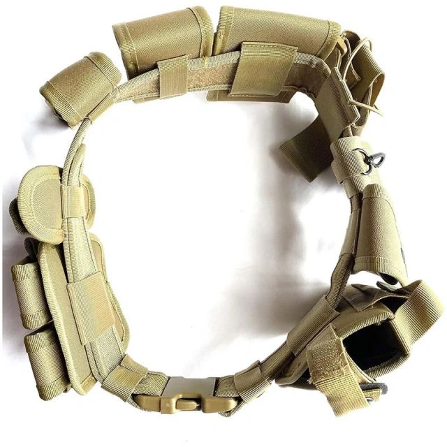 Security Tactical Duty Belt Modular Equipment Hunting Game Versatile Utility Adjustable Accessories Belt With Tool Pouches  Wear-resistant Lightweight Tactical Belt Men Hiking Rigger Nylon Web Utility Work Belts Quick Release Buckle