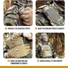 Multicam Training Vest Magazine Pouch with Hook Backing Training Placard with Elastic Retention Straps  Children Kids high-quality Training Vest Outdoor Shooting Hunting Adjustable Kids Training Vest