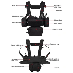 Tactical Gear Chest Rig Tactical Molle Micro Chest Rigs Adjustable Detachable Tactical Modular Vest with Mag Pouch Hot Selling Tactical Vest Outdoor Adjustable Tactical Chest Rig with Pouches Training Chest Rig for Hunting