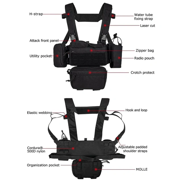 Tactical Gear Chest Rig Tactical Molle Micro Chest Rigs Adjustable Detachable Tactical Modular Vest with Mag Pouch Hot Selling Tactical Vest Outdoor Adjustable Tactical Chest Rig with Pouches Training Chest Rig for Hunting
