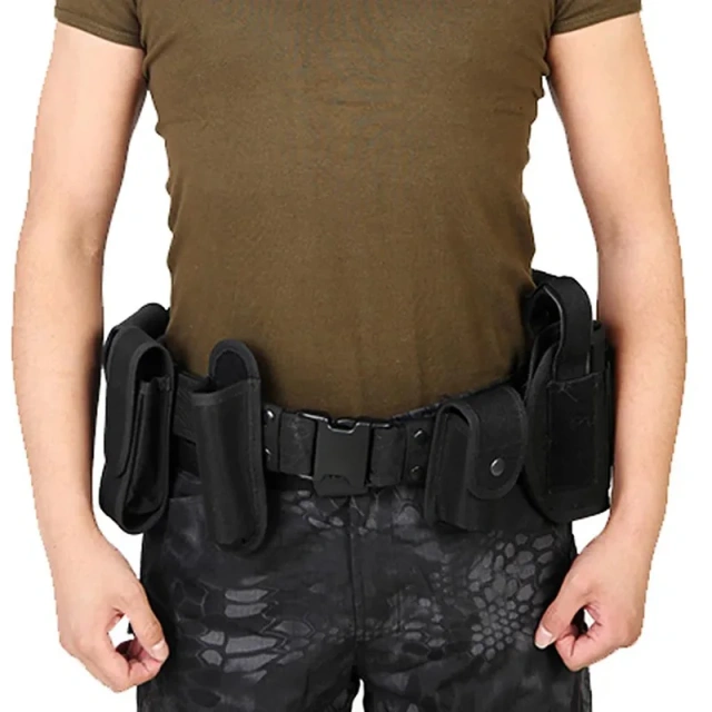 Wear-resistant Lightweight Utility Outdoor Belt Waist Bag Durable Pouch Men Security Guard Patrol Kit  Wholesale High Quality Fashionable Tactical Belt with Quick Release Accessory Pouches multifunctional Duty Belt for Men