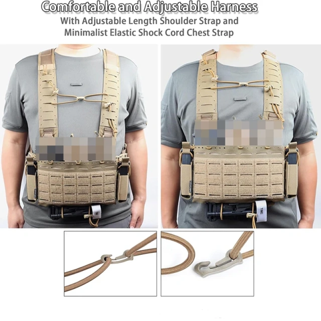 Tactical Equipment Chest Rig Tactical MOLLE Micro Vest with Mag Pouch Adjustable Camo Harness Tactical Vest Camo Gear Hunting Tactical Chest Vest Chest Rig with Mag Pouch Outdoor Training Tactical Vest Chest Rig
