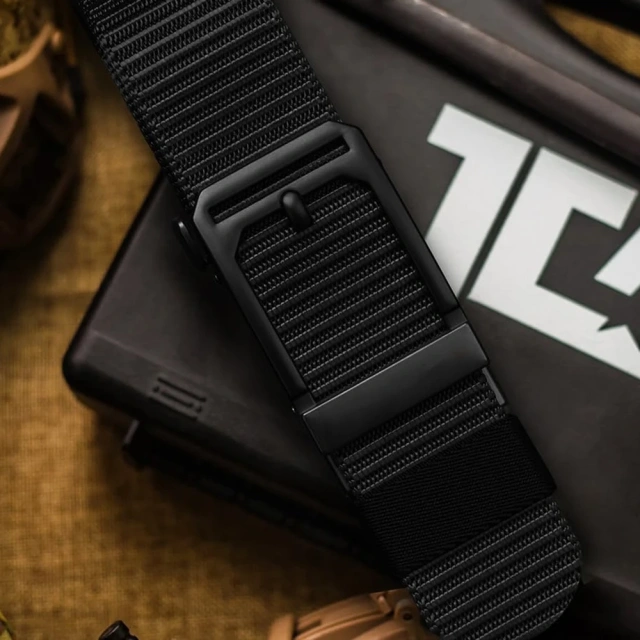 Training Durable Adjustable Men's Ratchet  Nylon Web Work Belt with Automatic Slide Buckle Tactical Belt  High density sport Material Modular Equipment System Security Tactical Duty Utility Belts Security Hunting Waist Belt