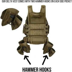 Training Vest Tool Belt with Medium Pouches Weight Dispersal Work Vest Coyote Tan  Outdoor Training Vest Camo outdoors Breathable Paintball Vest Adjustable Vest with Removable Pouch