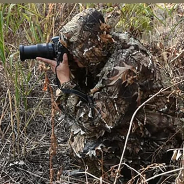 Ghillie Suit 3D Leafy Camo Quick Drying Hunting Gilly Gillies Suits for Men Leaf Camouflage Jungle Hunting Suits Jungle Hunting Camo Ghillie Suit 3D Leaf with Zippers and Pockets Lightweight Breathable Outdoor Hunting Camouflage Clothing