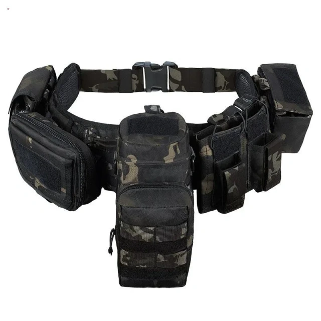 Custom Pockets Sport Enthusiasts Modular Equipment Gear Hunting Waist Security Tactical Belt Durable Duty Utility Waist Belt  Wear-resistant Nylon Belt durable outdoors Hiking Work Ratcheting Casual Men Jeans Web Adjustable Tactical Belt