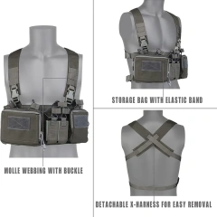 Tactical Chest Pack Tactical Molle Chest Rig with Multi-Pockets Mag Pouch Good Quality Tactical Rig Vest Outdoor Tactical Chest Mini Rig Multifunctional Adjustable Tactical Vest with Mag Pouches Camo Tactical Vest Rig